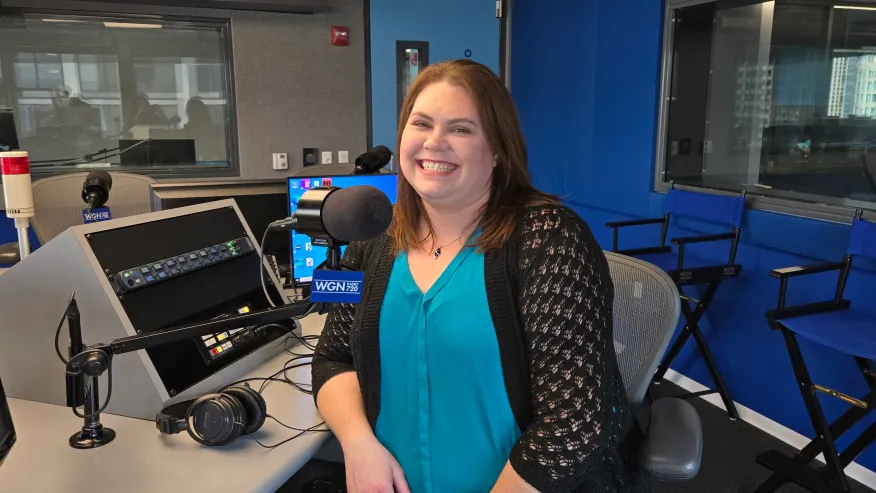 Attorney Kristina J. Anderson in the WGN studio.